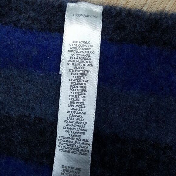 PAUL SMITH Mens Scarf Blue Stripe Cozzy Fuzzy Knit Fringe Hem Logo 11x70 $125 - Picture 3 of 7